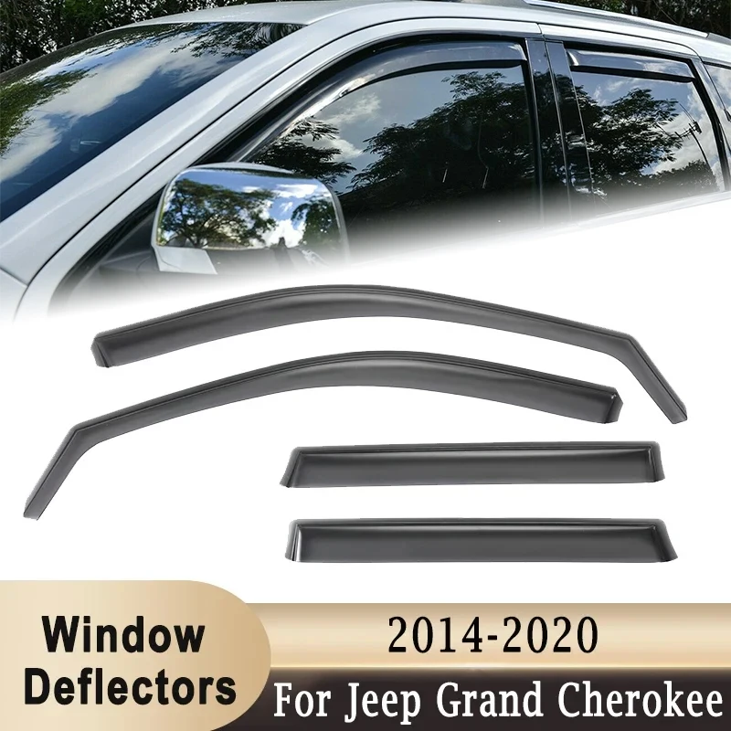 Rain Guard Deflector IN-CHANNEL Side Window Sun Visor Ventilation Guard Wind Deflectors for Jeep Grand Cherokee 2014-2020