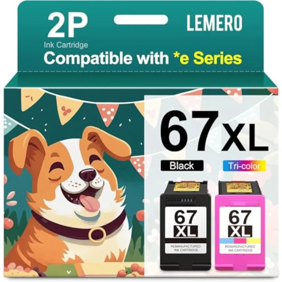 

Комплект восстановленных чернильных картриджей 67XL (черный/цветной) для принтеров HP, замена картриджей HP 67, 67XL