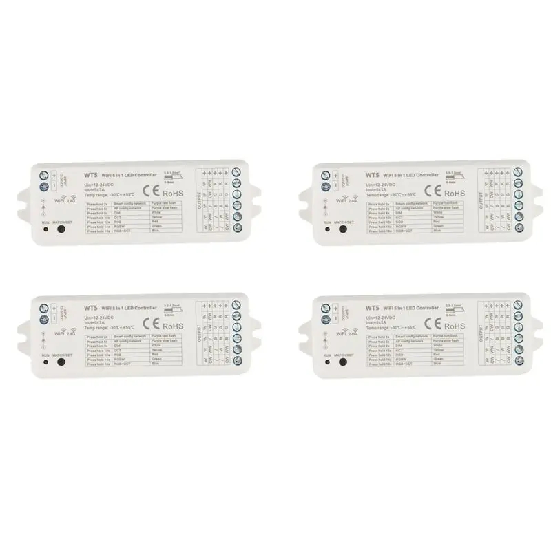 

Контроллер LED-лент Tuya AT05-4X 5-в-1: диммер, CCT, RGB, RGBW, RGBWW, RGBCCT, Smart Life, Wi-Fi, 2.4G, RF-пульт, 12-24В