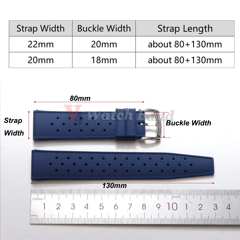 For Fossil for Seiko Bands 18/20/22mm Premium Grade Tropical Rubber Watch Strap for Oris for Omega for S-eiko SKX007 Watch Bands view 6