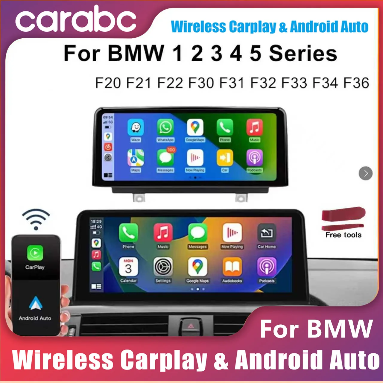 CARABC Wireless Carplay Android Auto 10.25