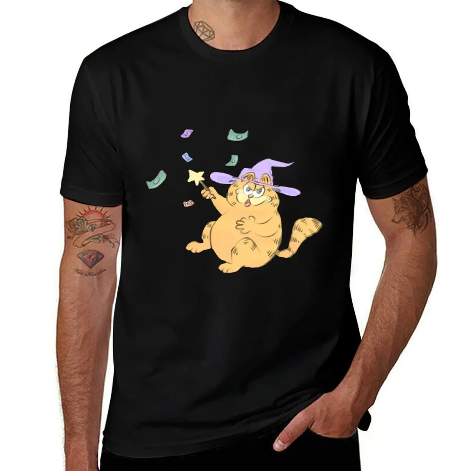 Garfield the Deals Warlock- cat T-Shirt tees cute tops kawaii clothes fitted t shirts for men