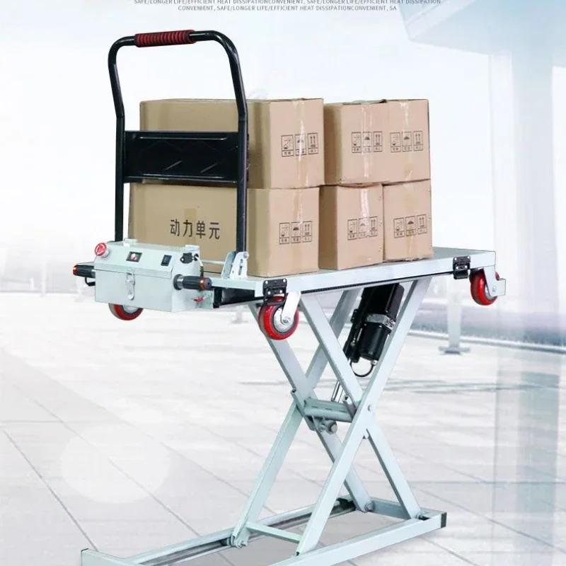 Portable electric lift truck hydraulic, fork slide rail mobile loading and unloading shears hand push plate