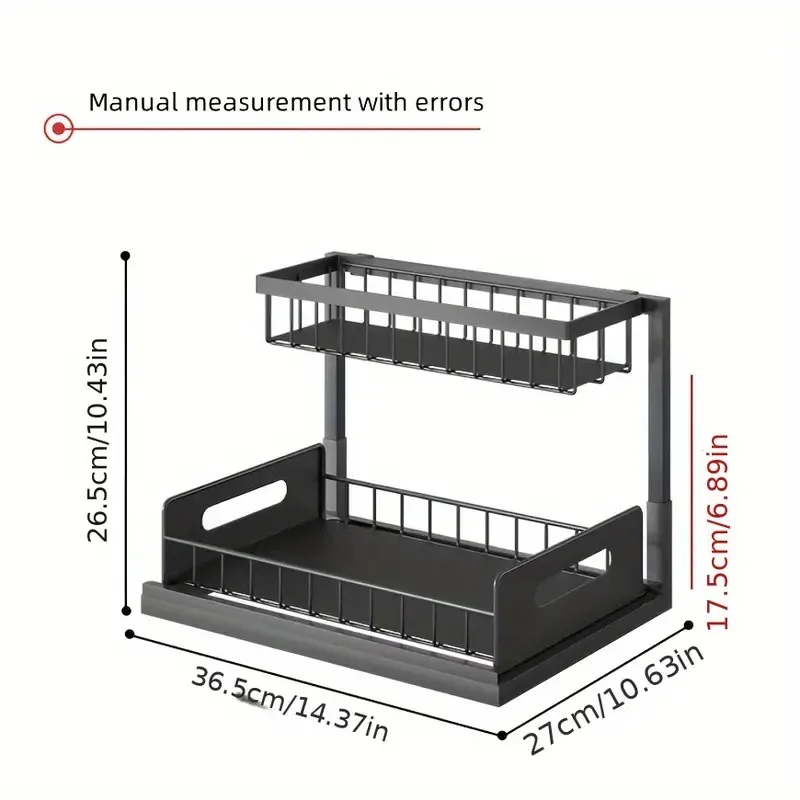 Under Sink Organizers and Storage with Sliding Drawer 2 Tier Multi-purpose Bathroom Shelf Organizer for Kitchen Bathroom Storage