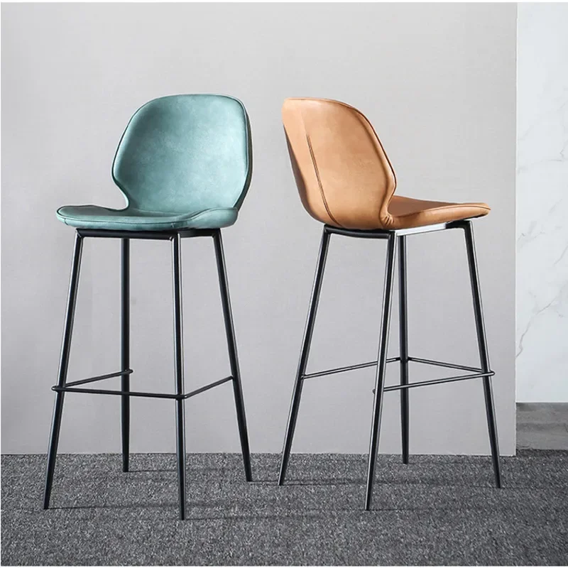 Nordic Light Luxury Bar Stool, Comfortable Backrest Counter Stools, High Bullet Cushion Dining Chair for Home, Kitchen Seating