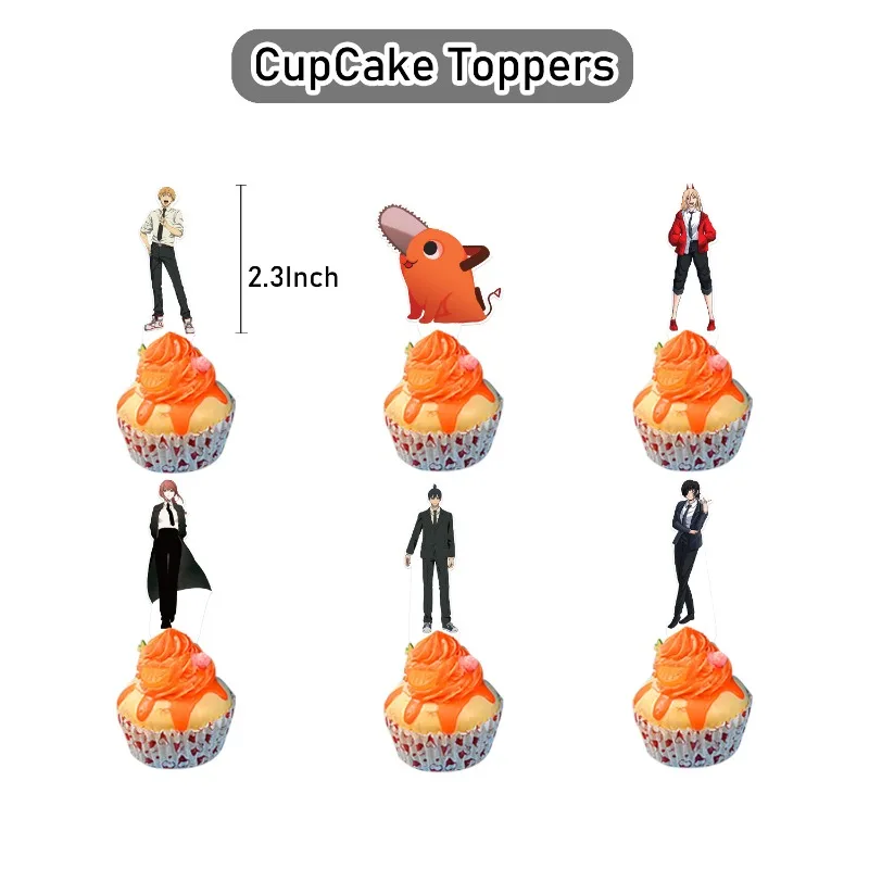 체인소 맨 애니메이션 생일 파티 세트 풍선 깃발 케이크 장식 장식품 어린이 선물