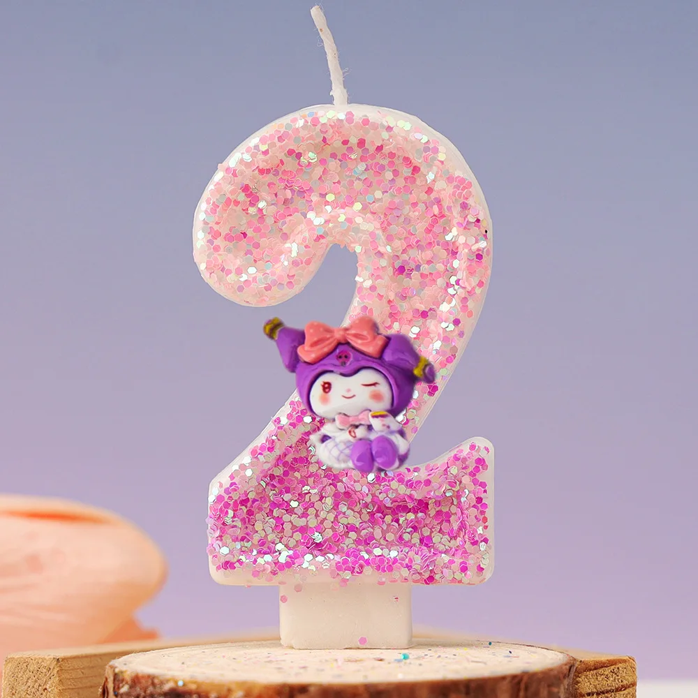 Candela di compleanno Kawaii Kuromi Numero Sanrio Candele Decorazione torta di compleanno Candele per feste di anniversario Forniture per decorazioni di scene