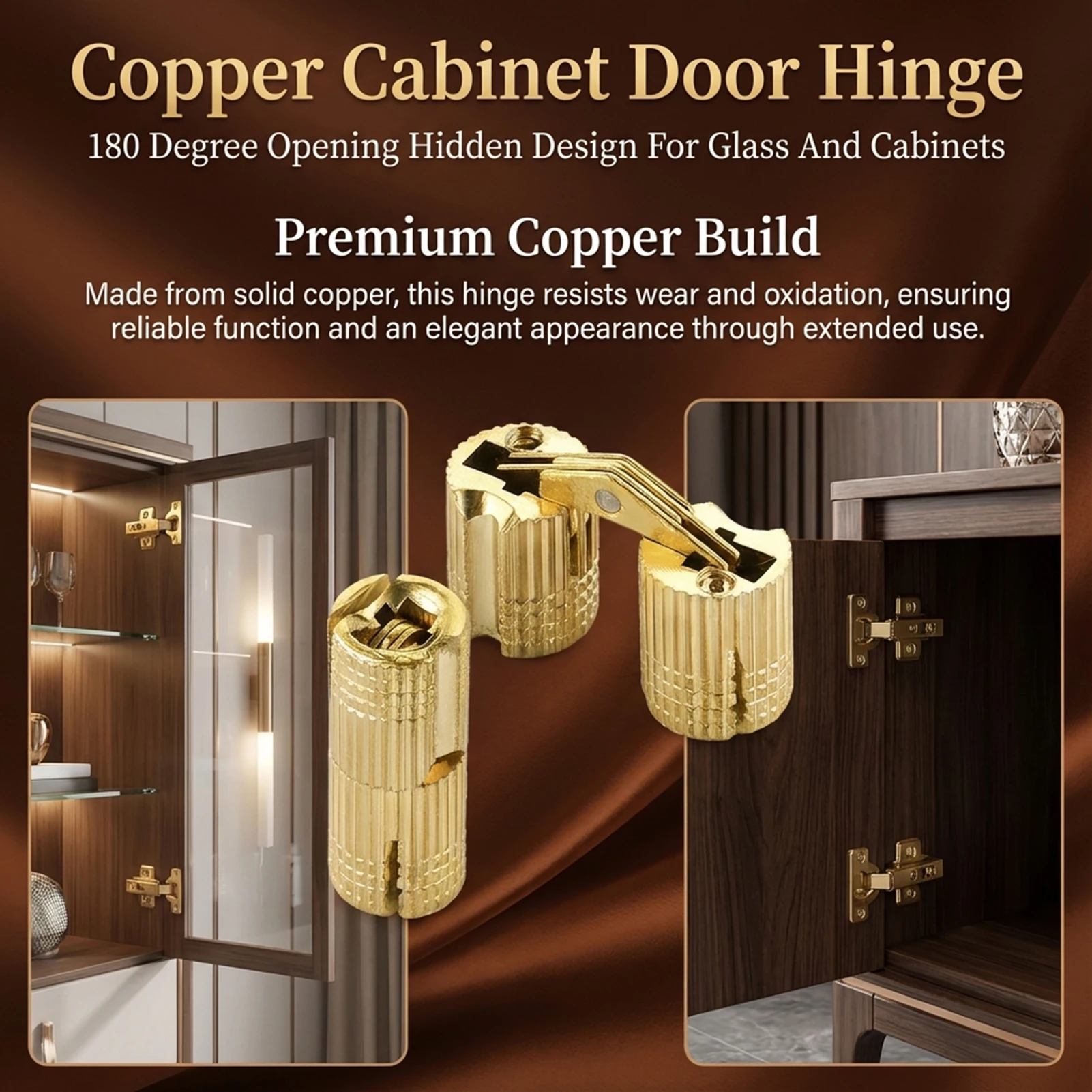 

Cabinet Door Hinge 180 Degree Open & Close Concealed Hinge For Cabinet Wardrobe Durable Copper Alloy Hinge Home Decoration Tools
