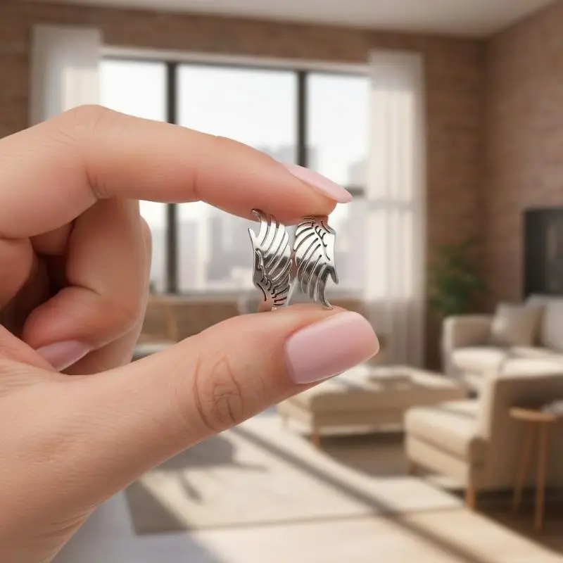 Stainless Steel Adjustable Angel Wing Ring Feather Statement Jewelry for Men and Women Couples Gift Party Accessory