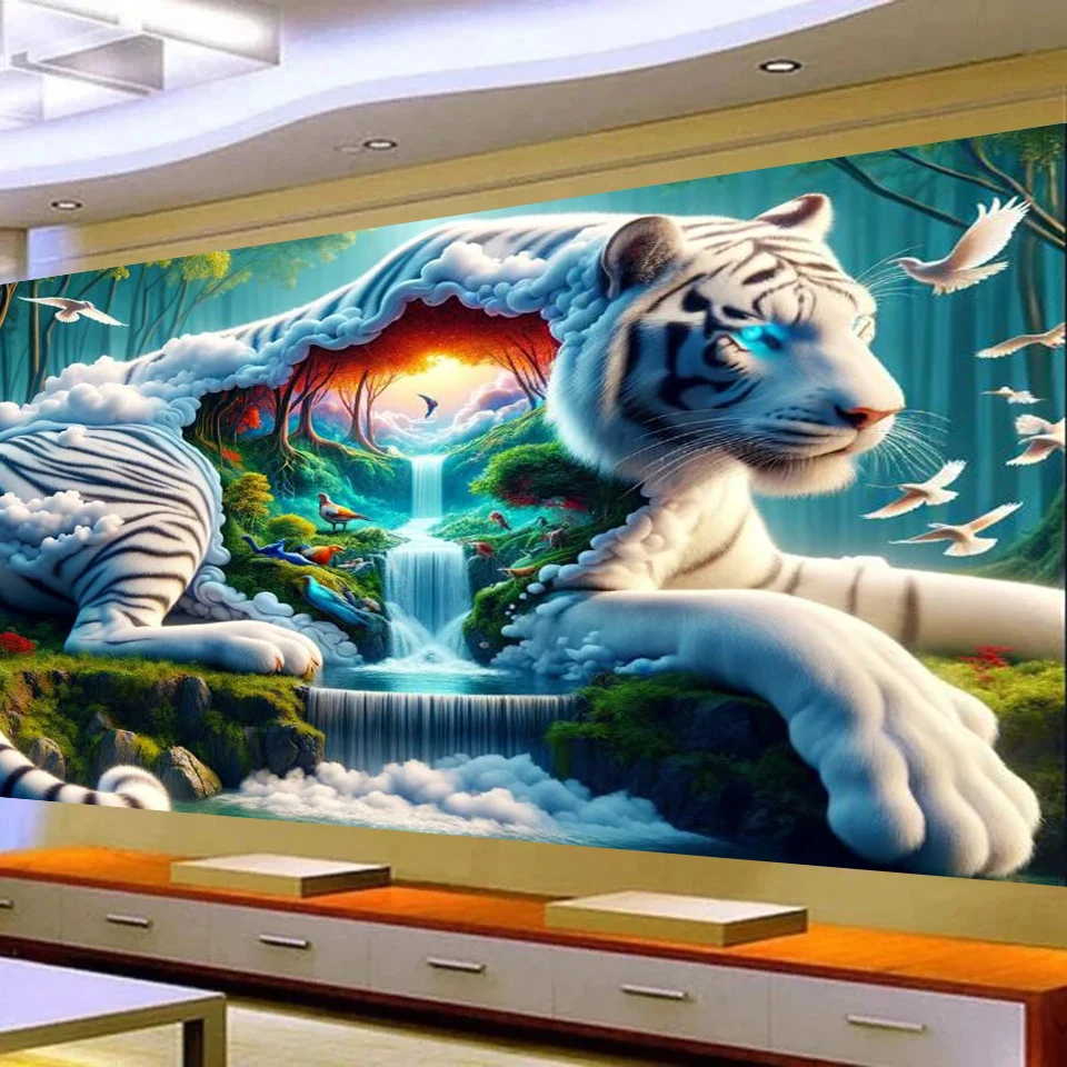 

Наборы для алмазной вышивки «Фантастический водопад и белый тигр» для взрослых, новинка 2026 года, с полным квадратным и круглым заполнением, алмазная мозаика, рукоделие