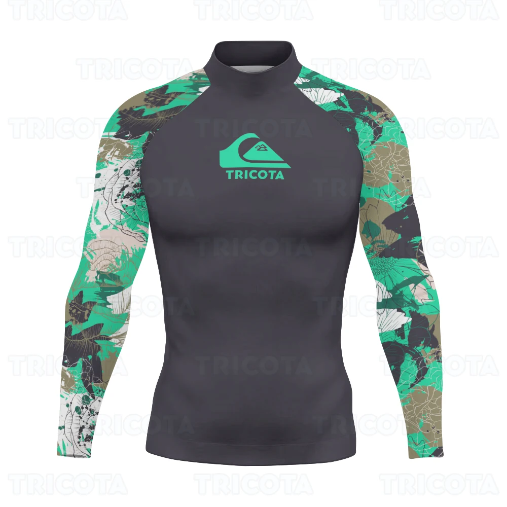 

Surfing Swimsuit Men's Swim T Shirt Rash Guard Long Sleeves UPF 50+ Protection Beachwear Compression Surfing Diving Wetsuit Tops