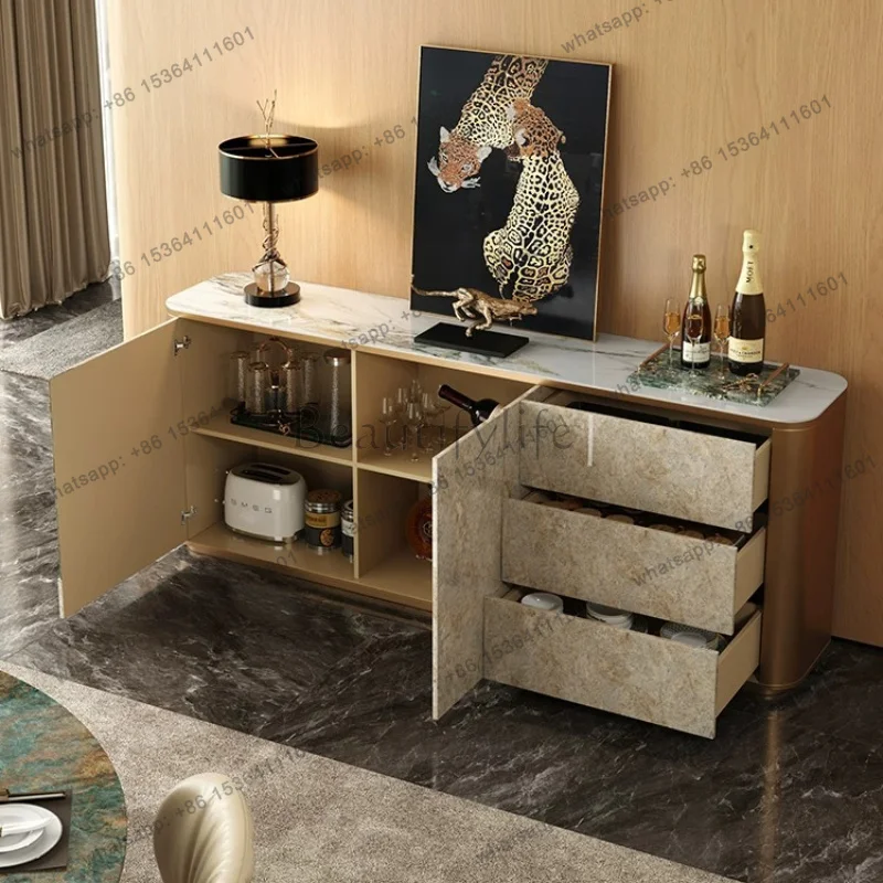 LD Italian luxury dining side cabinet light luxury high end living room solid wood storage cabinets sideboard stand   furniture