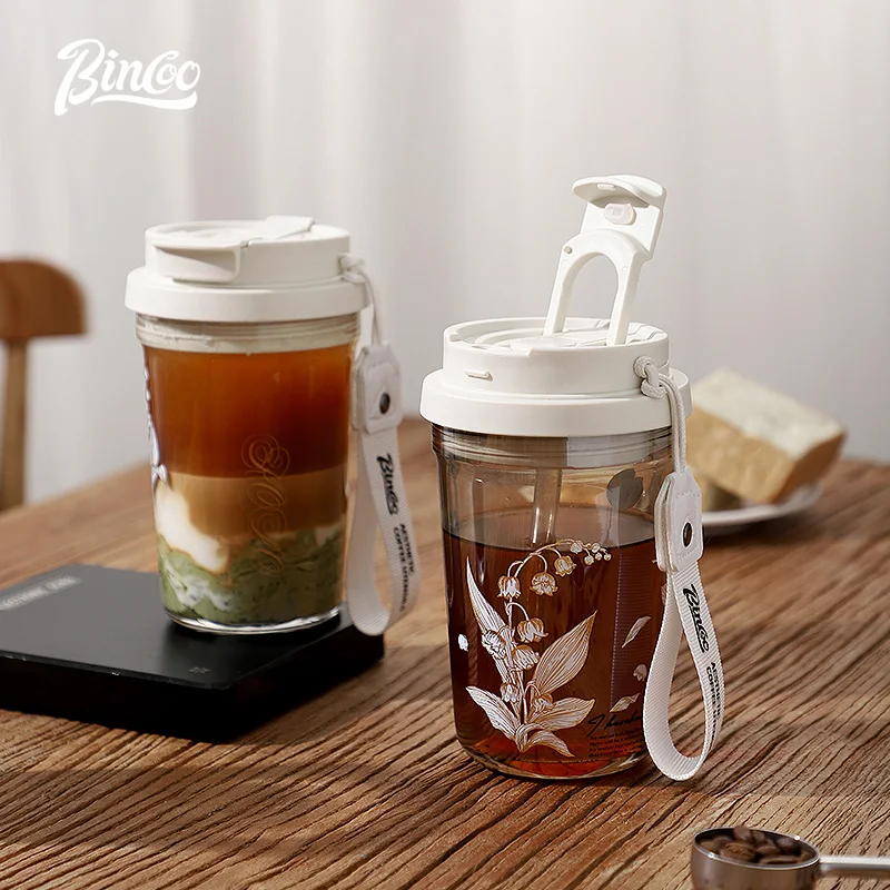 

Bincoo Coffee Cup for Girls, High-Looking Tumbler, High Borosilicate Glass Water Cup, High Temperature Resistant Portable Cup