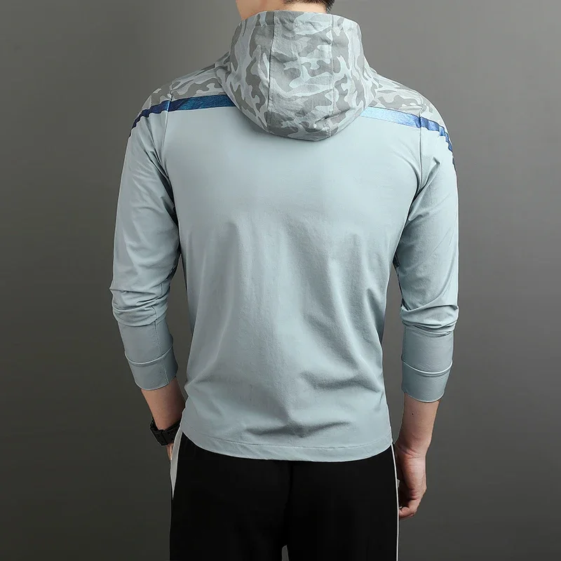 Men Hoodies Casual Hundred Outdoor Running Jacket Fitness Training Clothes Go Hiking Windbreaker Activewear Quick Dry Sweatshirt