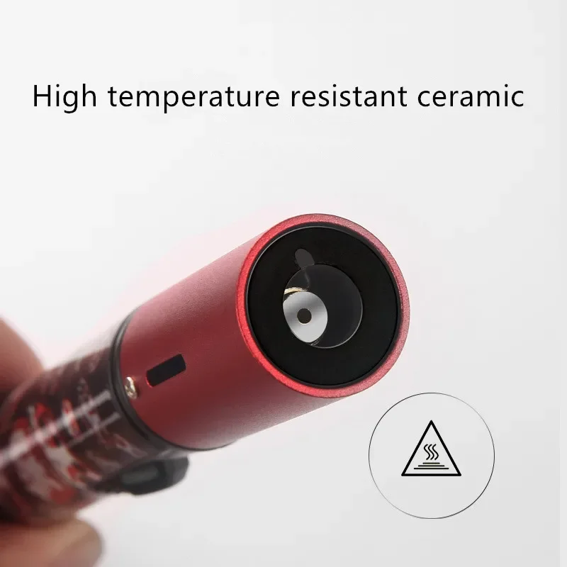 Butane gas blue flame direct charging large capacity lighter flashlight windproof metal outdoor barbecue cooking lighter