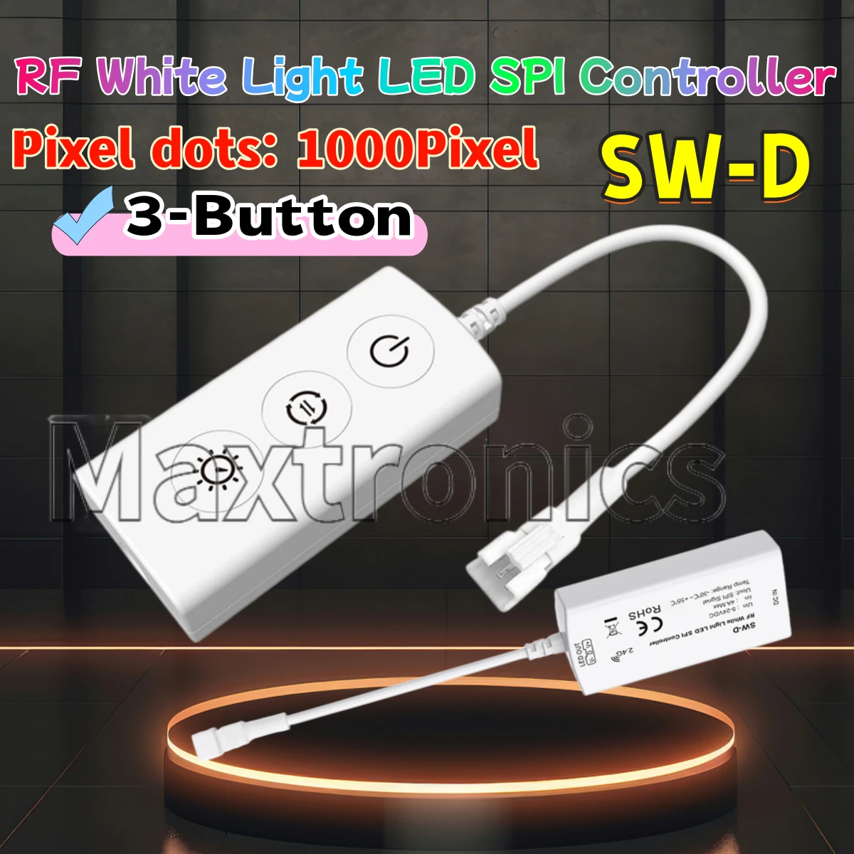 5-24VDC 3-Button RF LED SPI Controller SW-D Built-in 5 Kinds Light for White Light LED SPI Pixel Strip Lamp WS2811 WS2812 WS2815