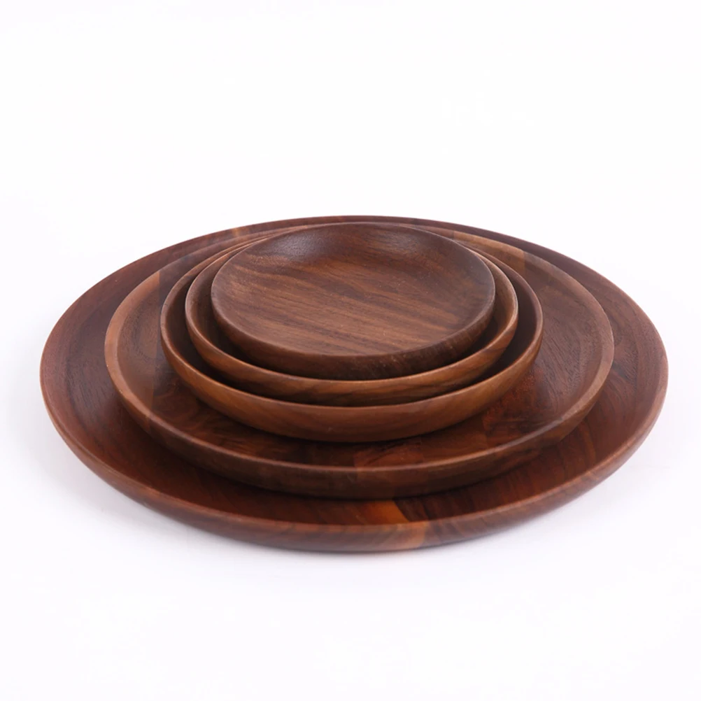 

Natural Wooden Food Serving Tray Round 11x11x2cm Plate Fruit Bread Snack Dish Tea Coffee Platter Wooden Tray Serving Plate