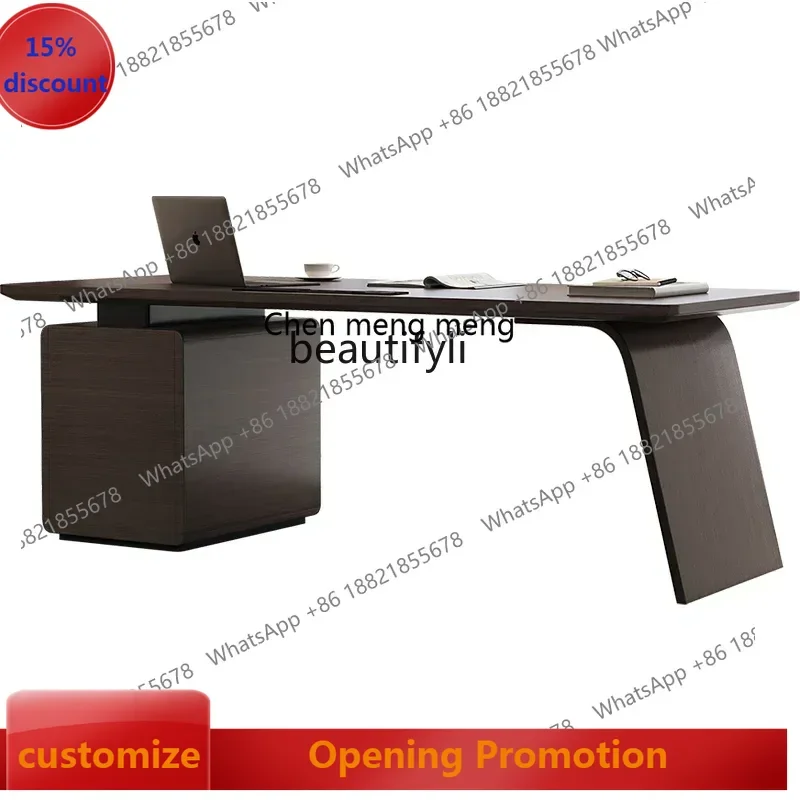 ss7486 SSItalian minimalist smoked wood desk, home study workbench, designer high-end solid wood deskNew Light Luxury