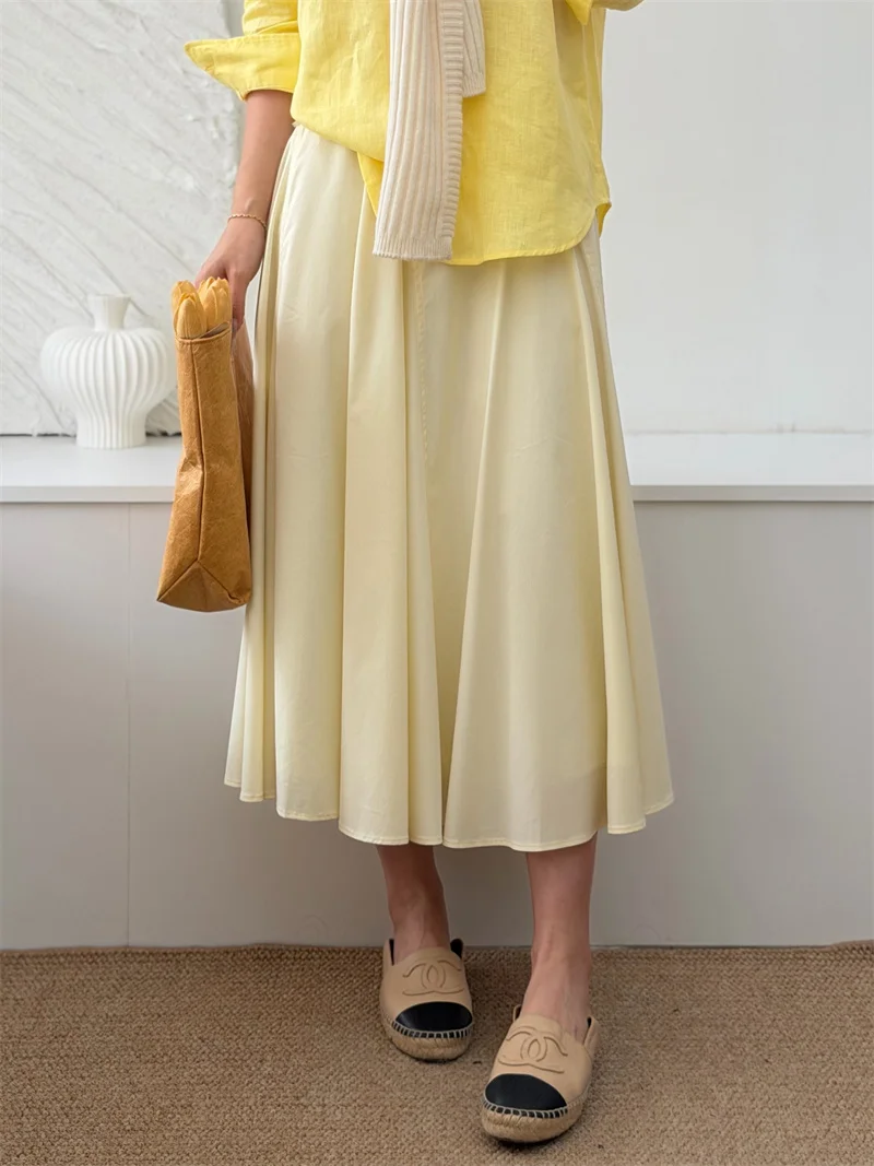 

Новая весенняя женская юбка А-силуэта с эластичным поясом, скрывающая бедра, элегантная, с асимметричным подолом, расклешенная, в стиле «зонтик»