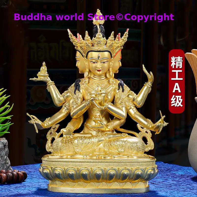 2025 grade gilding buddha statue Asia Buddhism Gilding golden Exorcism safety ZUNSHENG FOMO Langgama THREE FACE buddha statue