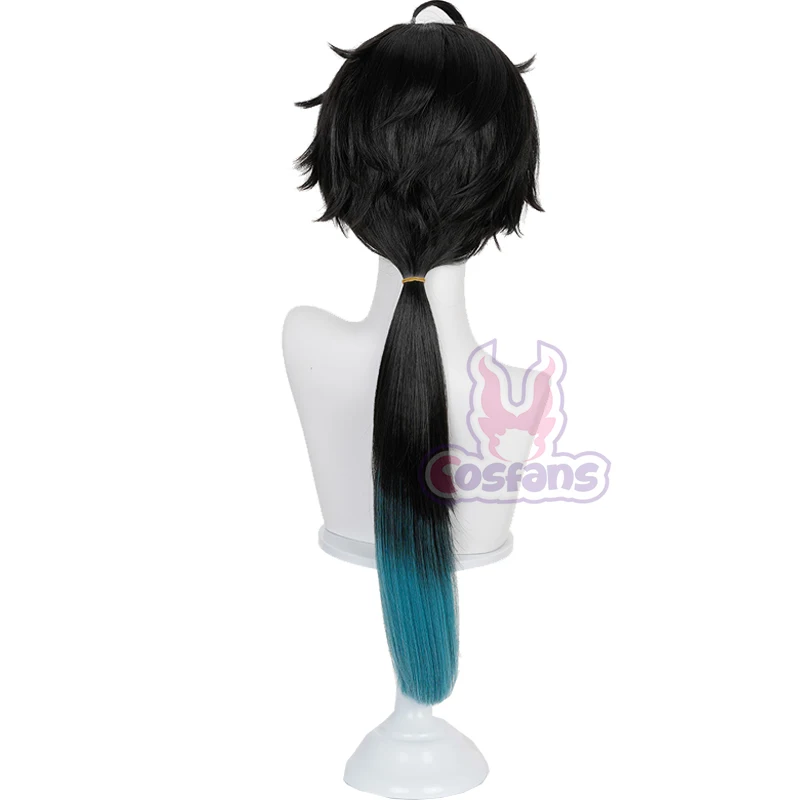 Honkai: StarRail Dan Heng Omphalos Teng Huang Cosplay Pruik Zwart Blauw Lang Haar Amfororeus Halloween Party Haar voor Vrouwen Mannen Rekwisieten