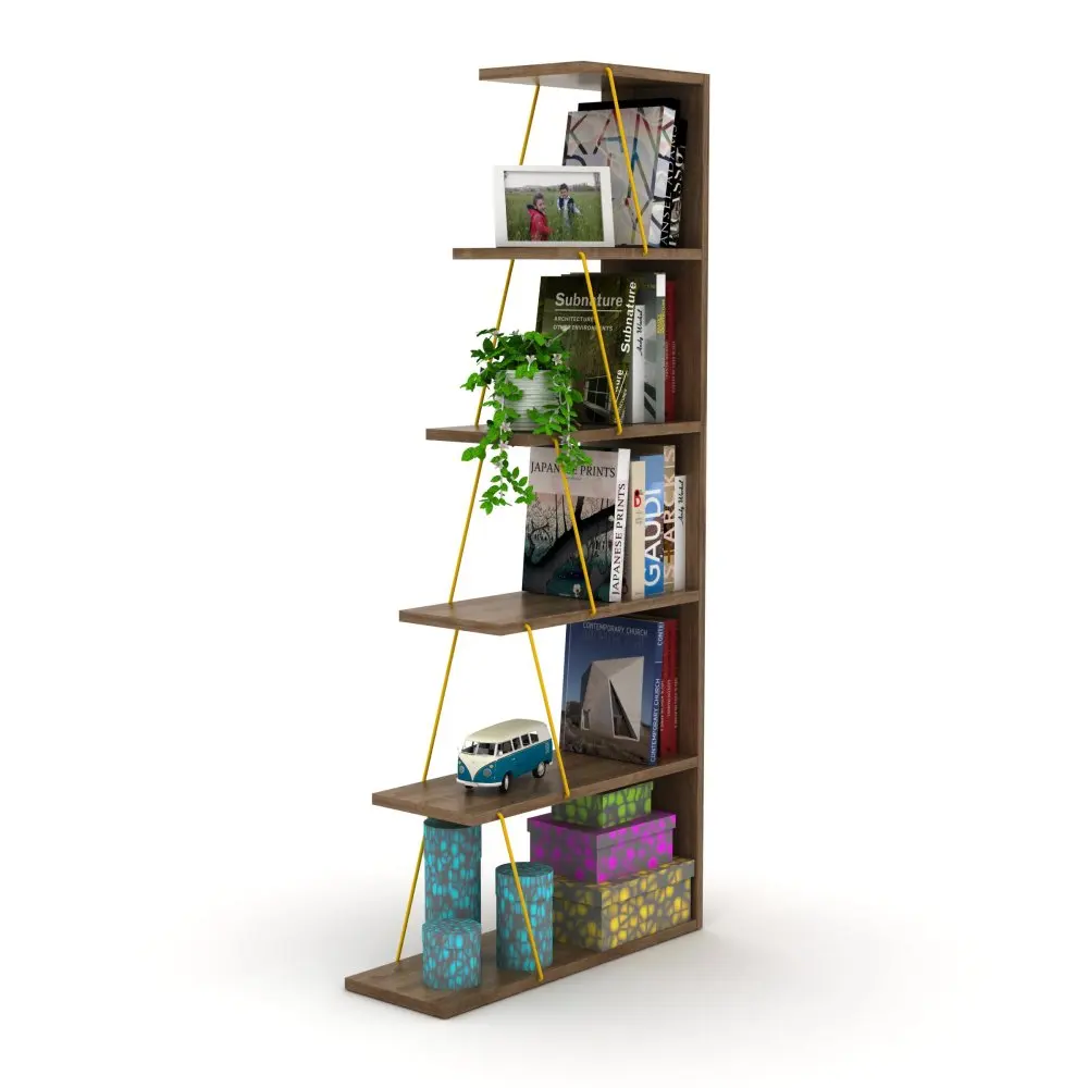 

Furnish Home Store Modern 5 Tier Ladder Bookshelf Organizers Narrow Bookshelf for Small Spaces Office Furniture Bookcase