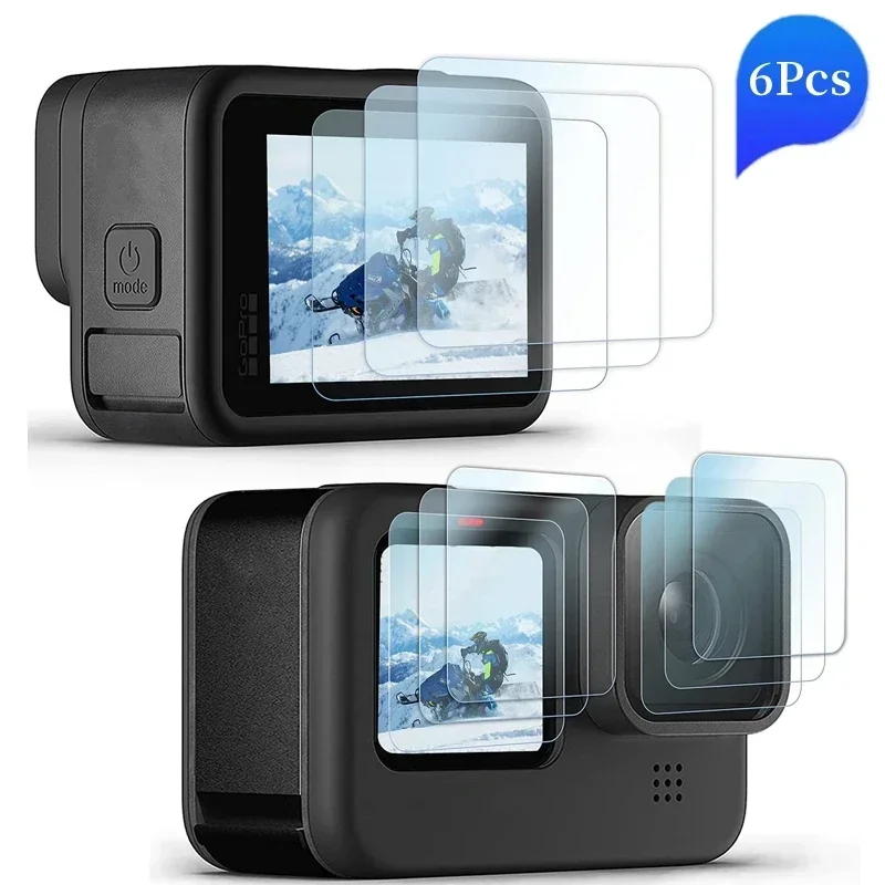 6/1Pcs HD Tempered Glass For GoPro Hero 12 11 10 9 Black Lens & Front & Back 9H Hard Screen Protector For GoPro Hero11 12 Hero10