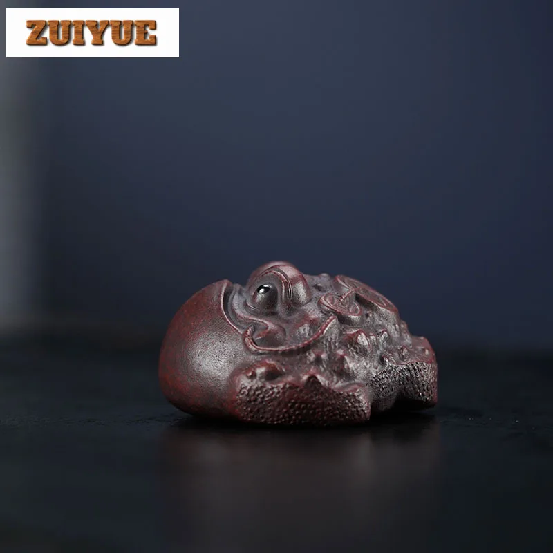 Fortune Golden Toad Purple Clay Tea Pet Traditional Tea Sculpture Tea Figurine Play Toys Tea Statue Tea Services Ornaments Craft