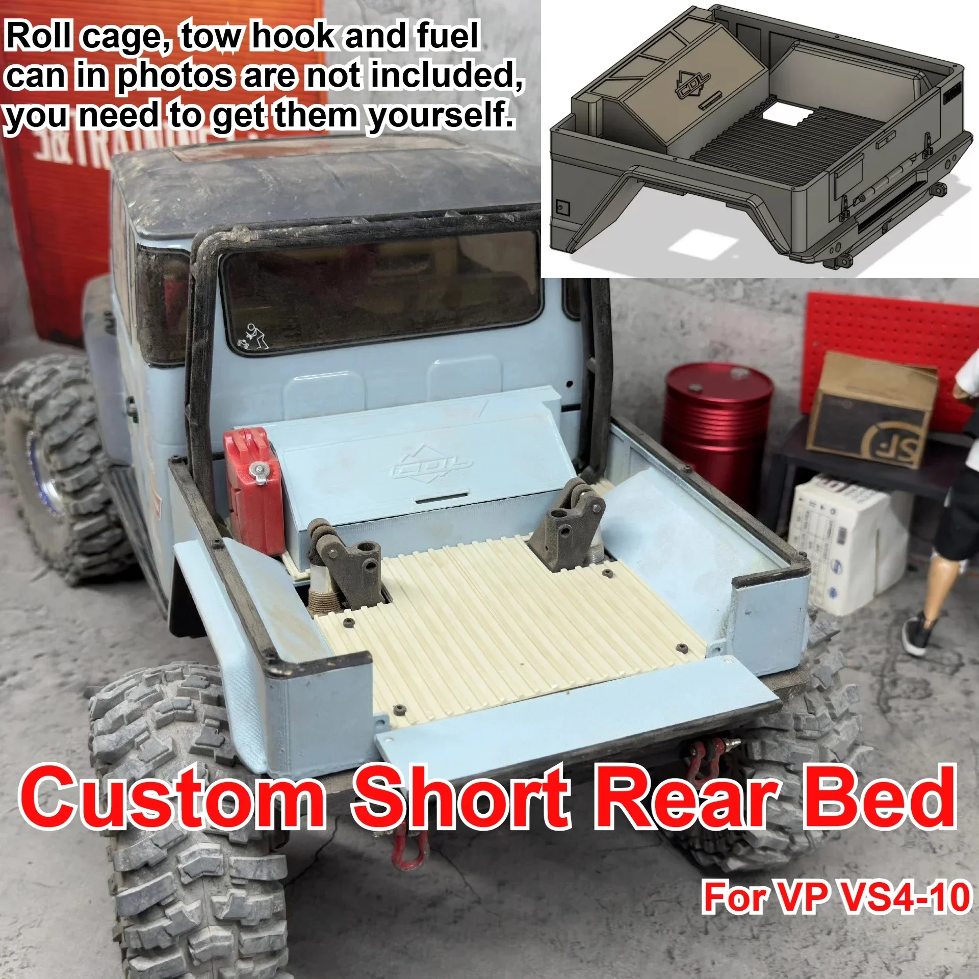 1/10 RC Off Road Crawler Competitive Short Rear Bed Custom Model Number For VP VS4-10 Decorative Styling Decor Upgrade Parts