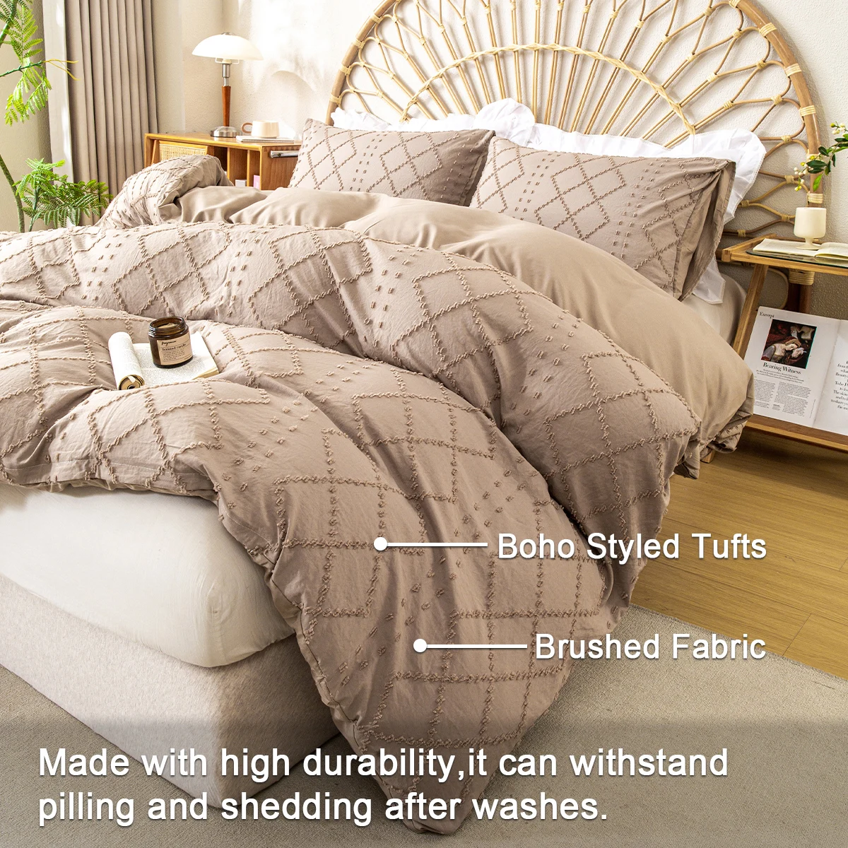 3pcs Cutting flower Bedding Set with Zip Closure - Polyester, All-Season Comforter Set (Comforter & Pillow Shams Not Included)