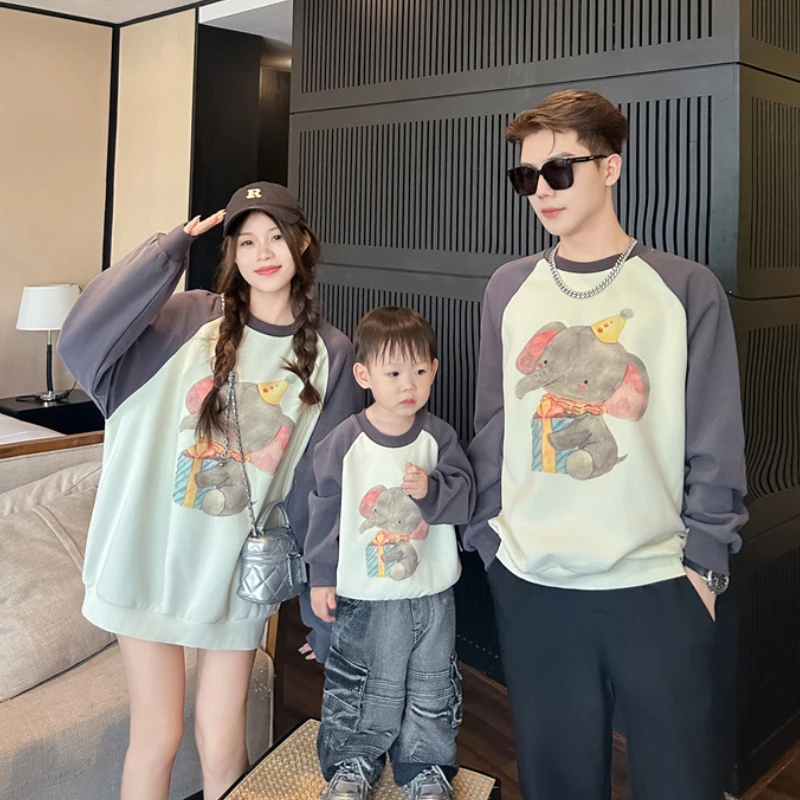 

Sweatshirts for The Whole Family Matching Clothes Korean Fashion Mom Dad and Son Daughter Long Sleeve Tops Baby One Piece Romper