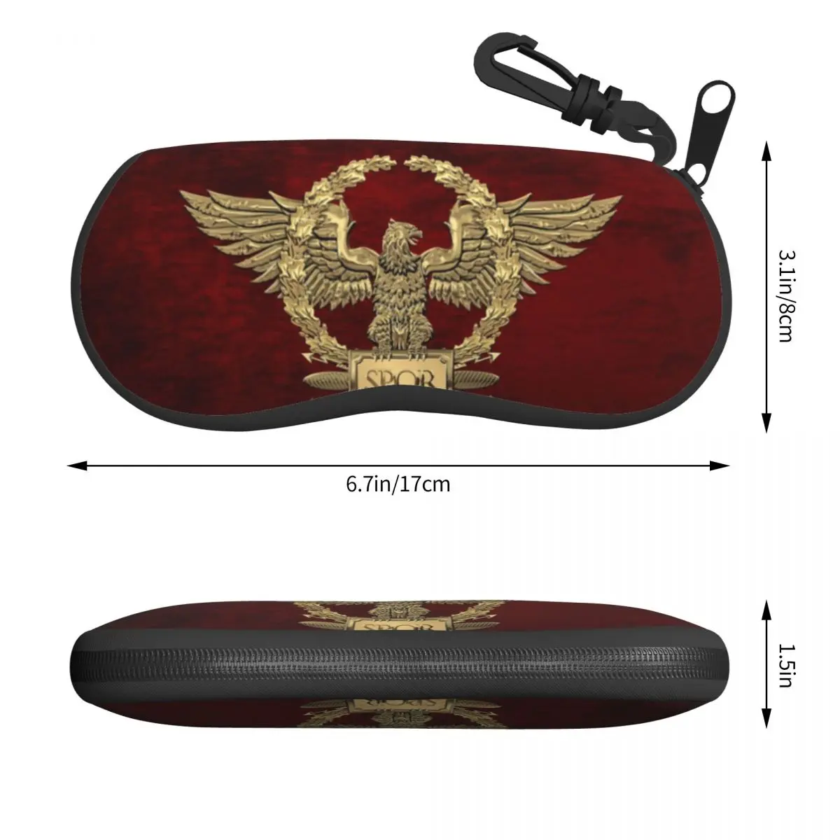 Gold Roman Imperial Eagle Shell Eyeglasses Case Men Women Fashion Military Rome SPQR Glasses Case Sunglasses Box Pouch