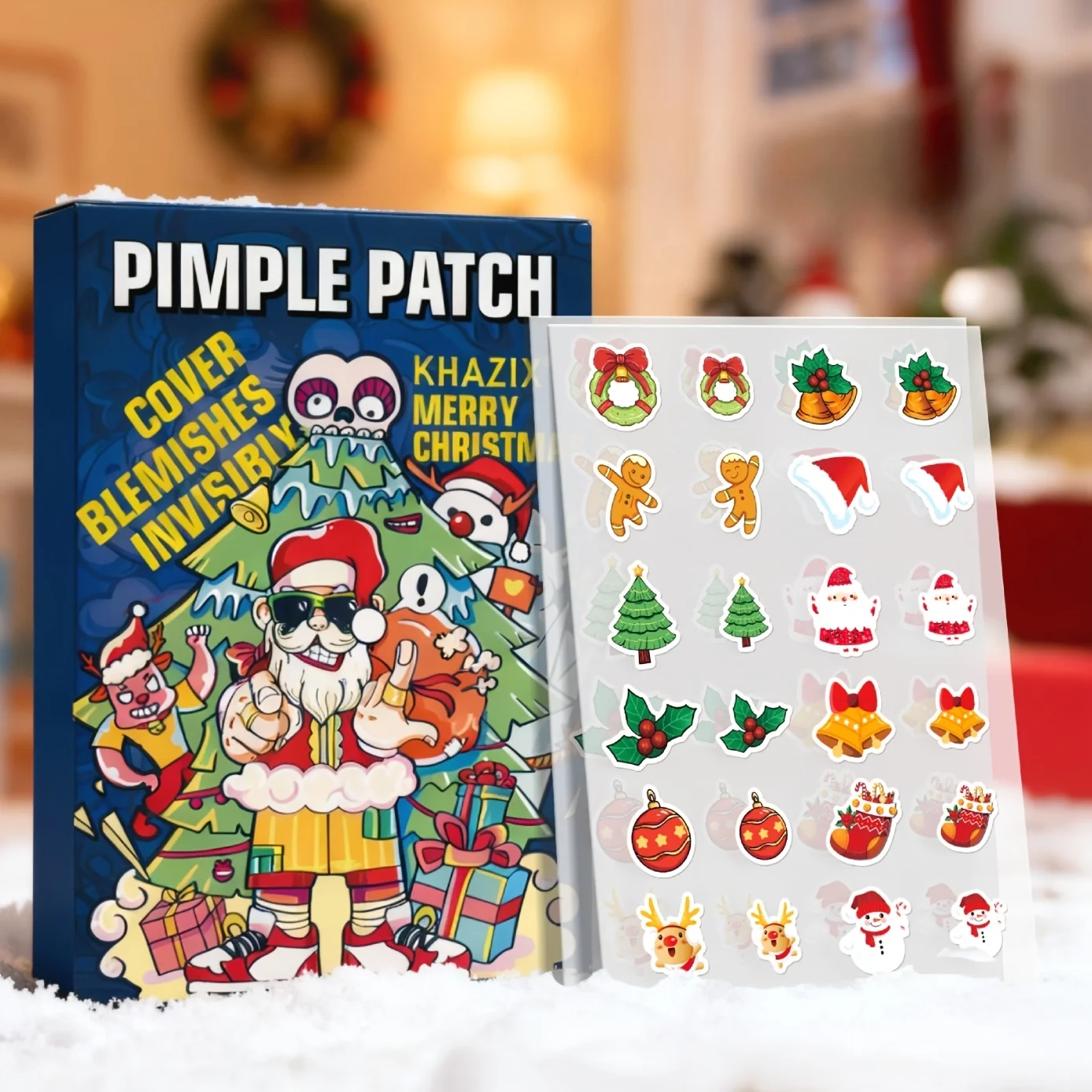 

120 шт. рождественский патч от прыщей, гидрогелевый пластырь от прыщей, с милыми рождественскими элементами, легко скрывает.