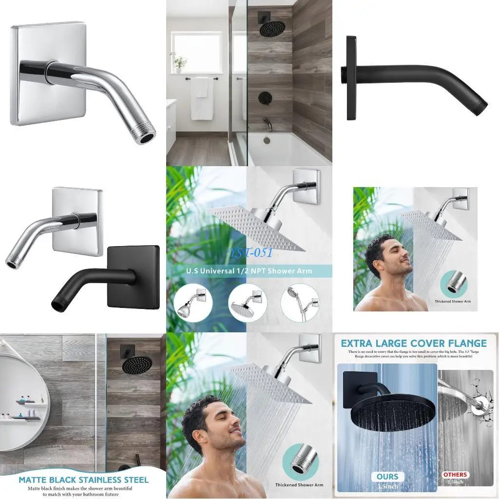 

E15A Professional Stainless Shower Arm 3.5 In Cover Plate Hide Existing Damage