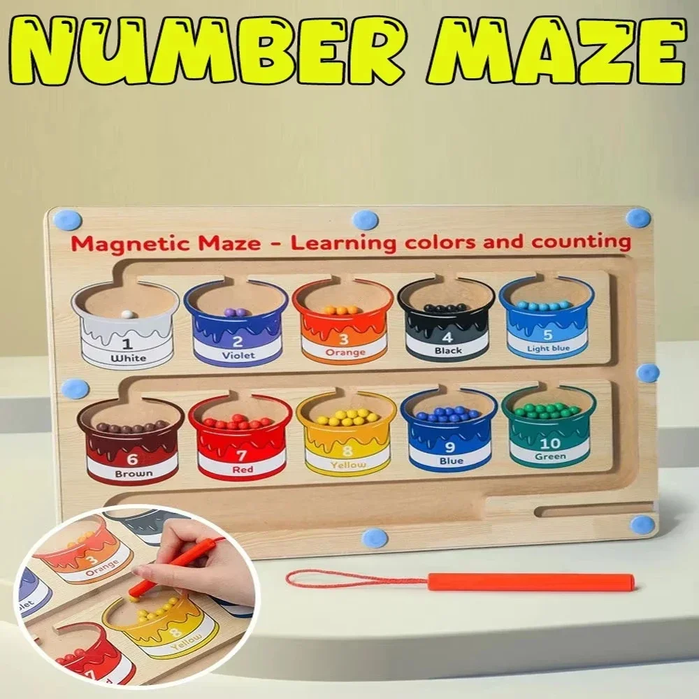 

Children Montessori Toy Magnetic Pen Moving Ball Game Color Sorting Counting Board Fine Motor Training Sensory Educational Toys