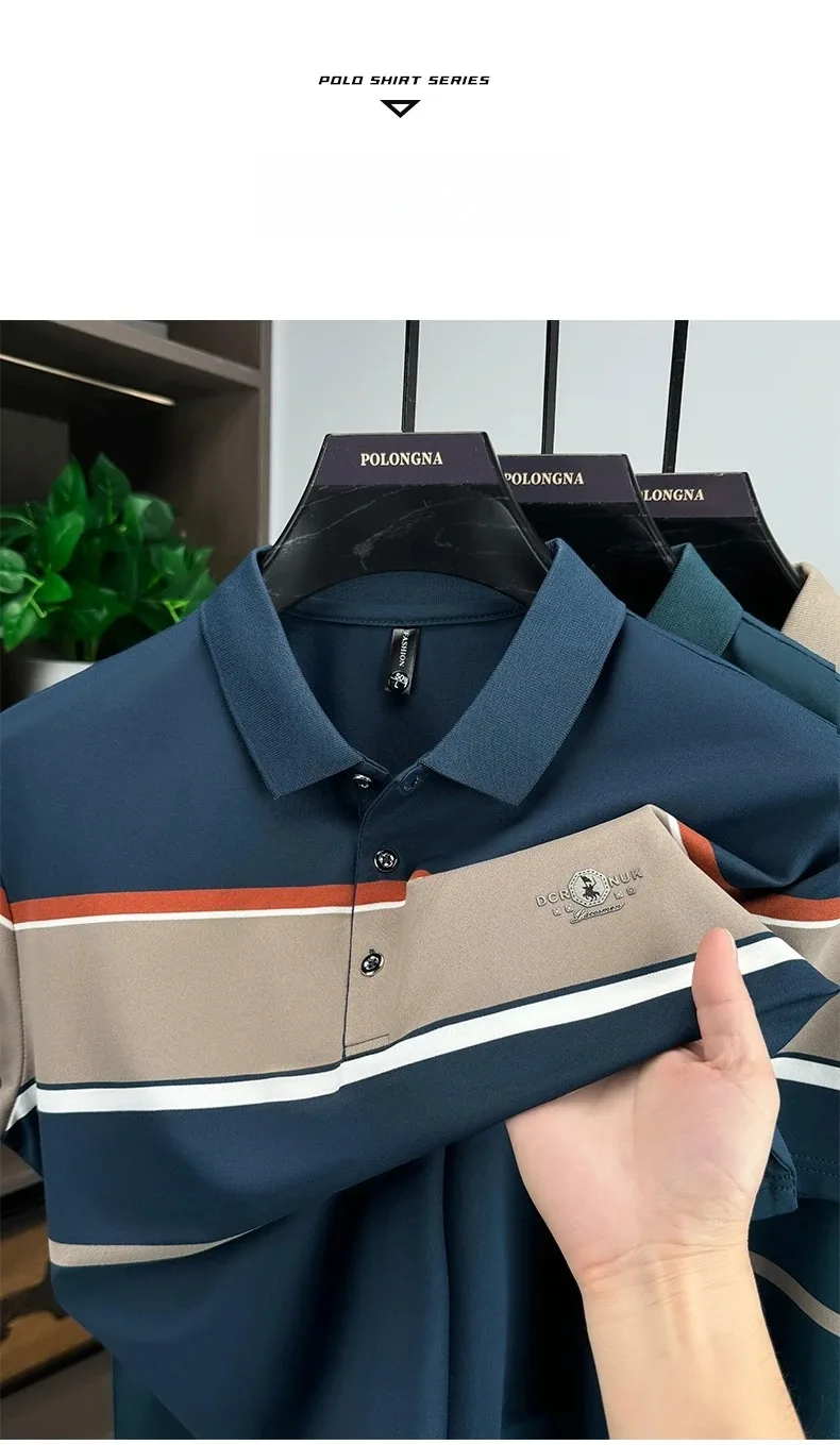 Luxus-Buchstaben Paul embossed kurzärmelige Herren Polo-Shirt High-End-Marke Mode Streifen Farbgebung Sommer neue Casual-Flip-T-Shirt – Detail 3