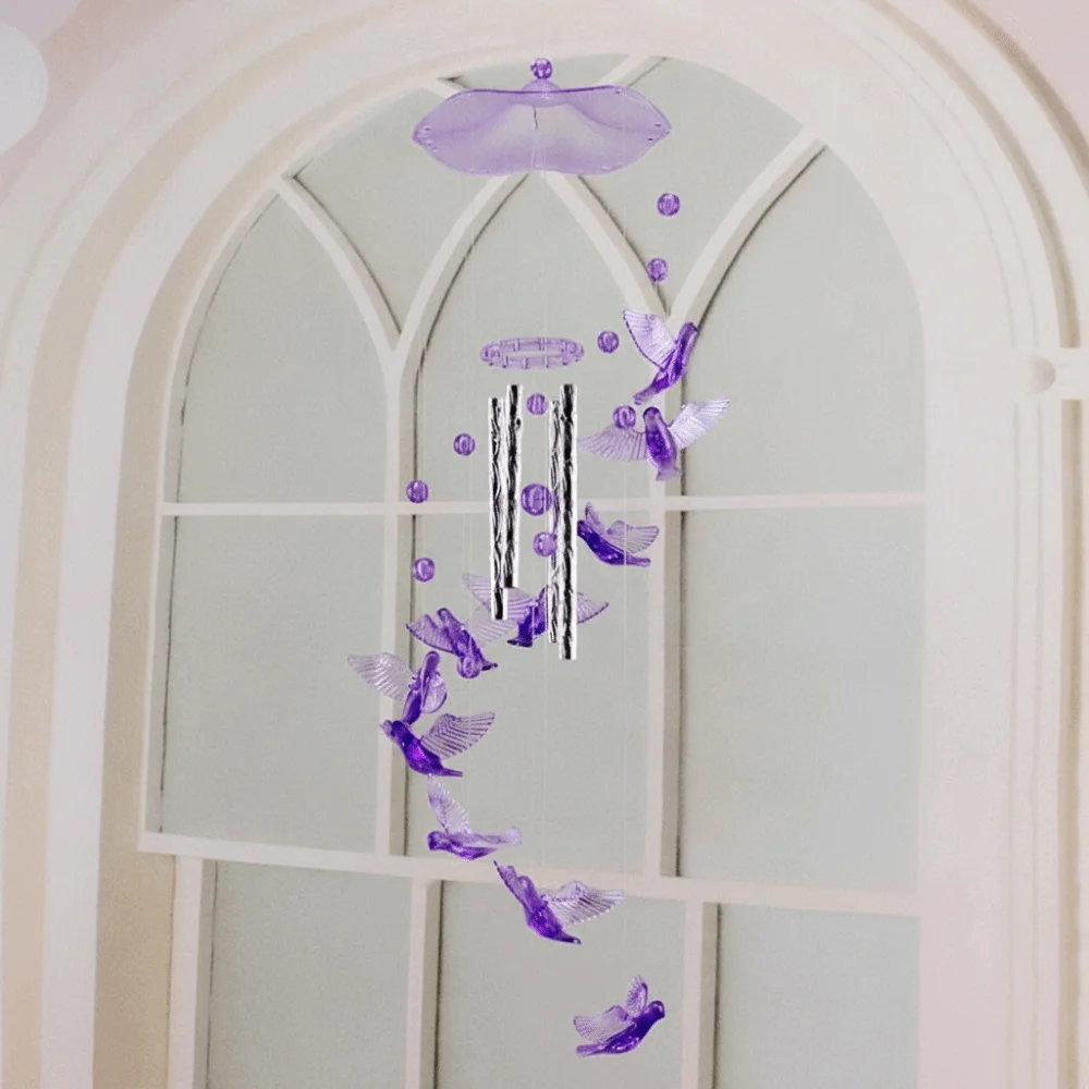 Metal Tubes Wind Chimes Bells Creative Design Acrylic Tubes Hanging Wind Chimes Bauhinia Shape 45cm Long Garden Wind Chimes