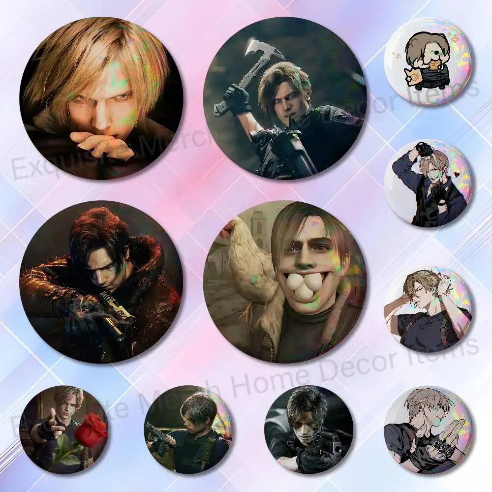 R-Resident E-Evil Leon S Kennedy Insignia Badge Case For Decoration 44mm 32mm 58mm Round Tinplate Pin Brooch Gift