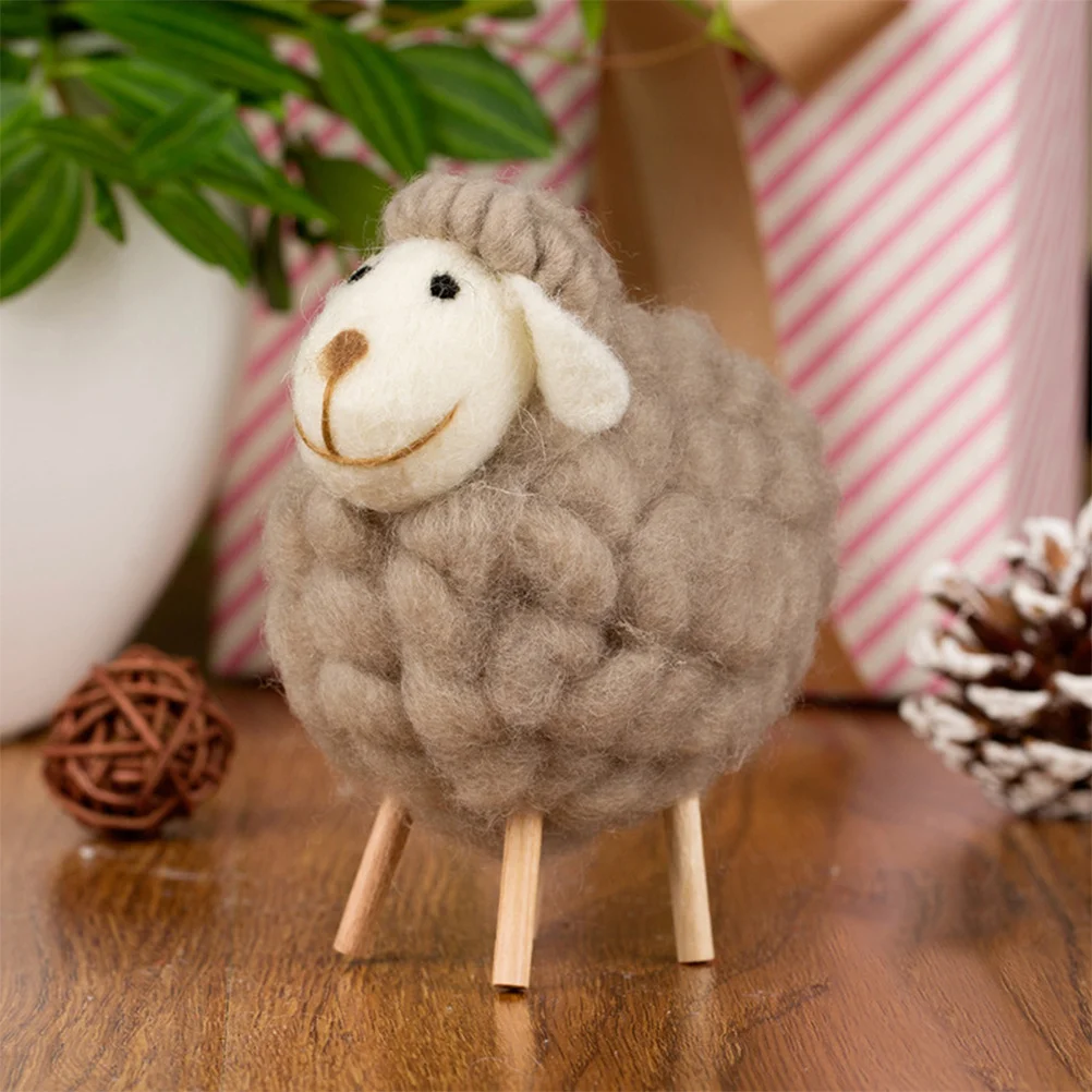 

2Pcs Christmas Felt Sheep Desktop Ornaments Eco-Friendly Table Decorations for Holiday Home Xmas Festive Celebration Supplies