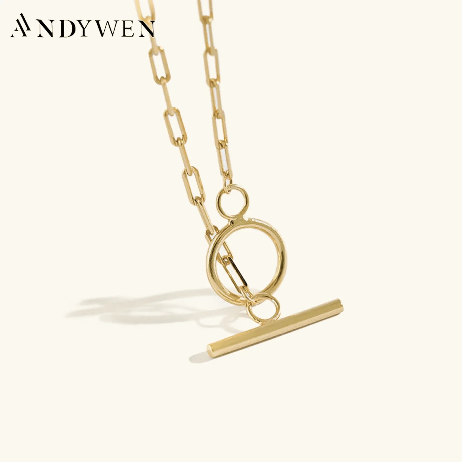 

ANDYWEN 925 Sterling Silver Gold Horoscope Chain Round Line locker Choker Necklace 2020 Rock Punk Fashion Fine Luxury Jewelry