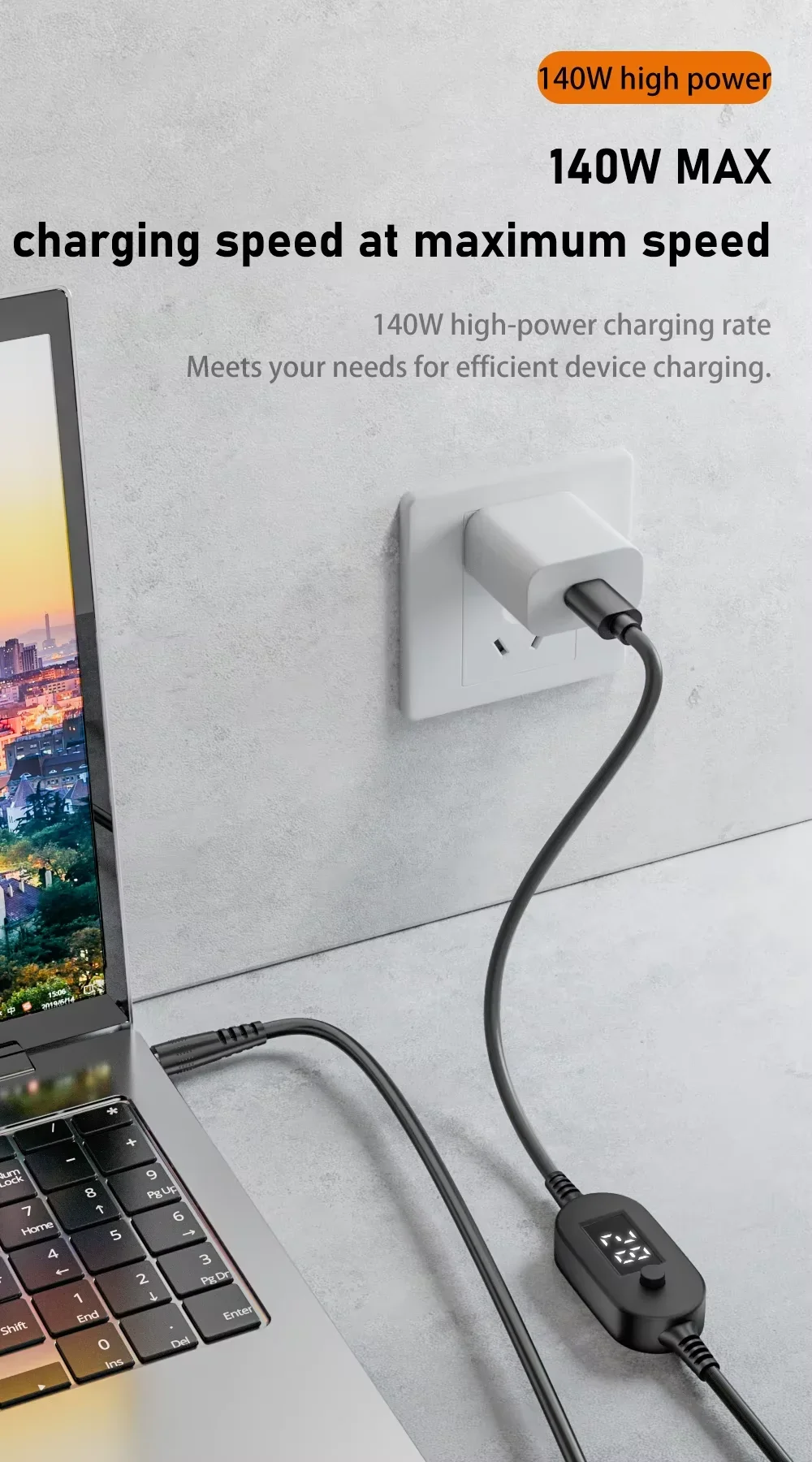 USB C To DC Power Cable 140W Type C To 5V 9V 12V 15V 20V 28V Adjustable Voltage Adapter Connector Cable for Laptop Routers