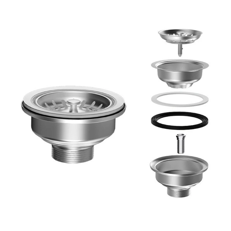 E7CD Bathroom Drain Fitting with 304 Metal Strainer Basket and Lower Mount End for Sink Replacement and Care Work Daily