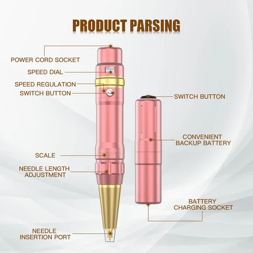 Imagen 2 del producto Máquina de Tatuaje Inalámbrica PMU para Maquillaje Semipermanente, Microblading de Cejas, Delineador de Ojos, Labios, Pluma de Tatuaje Profesional