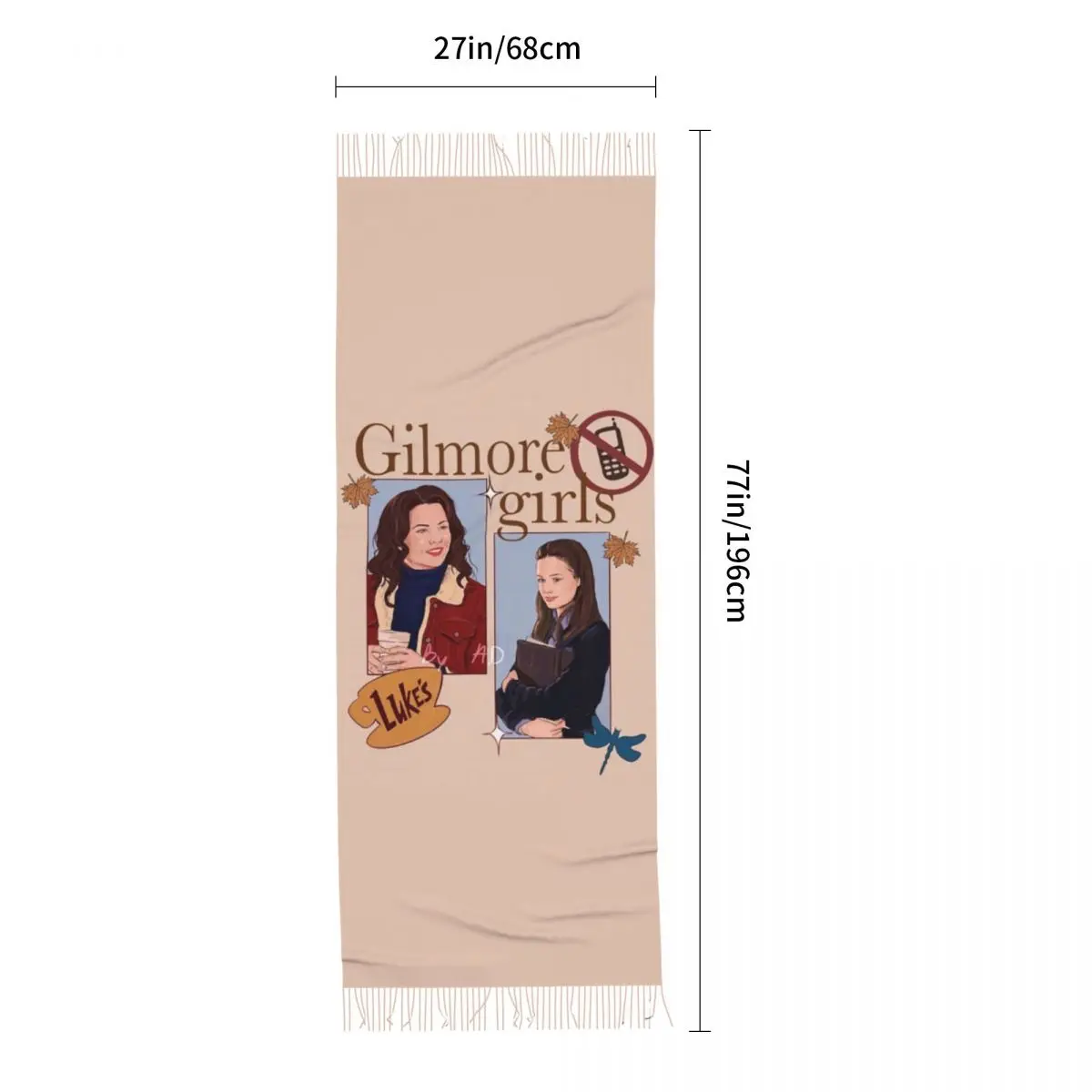 Gilmore الفتيات الكتابة على الجدران وشاح شرابة الأوشحة النساء شالات دافئة لينة ويلتف طويل الخريف الشتاء شال التفاف #5