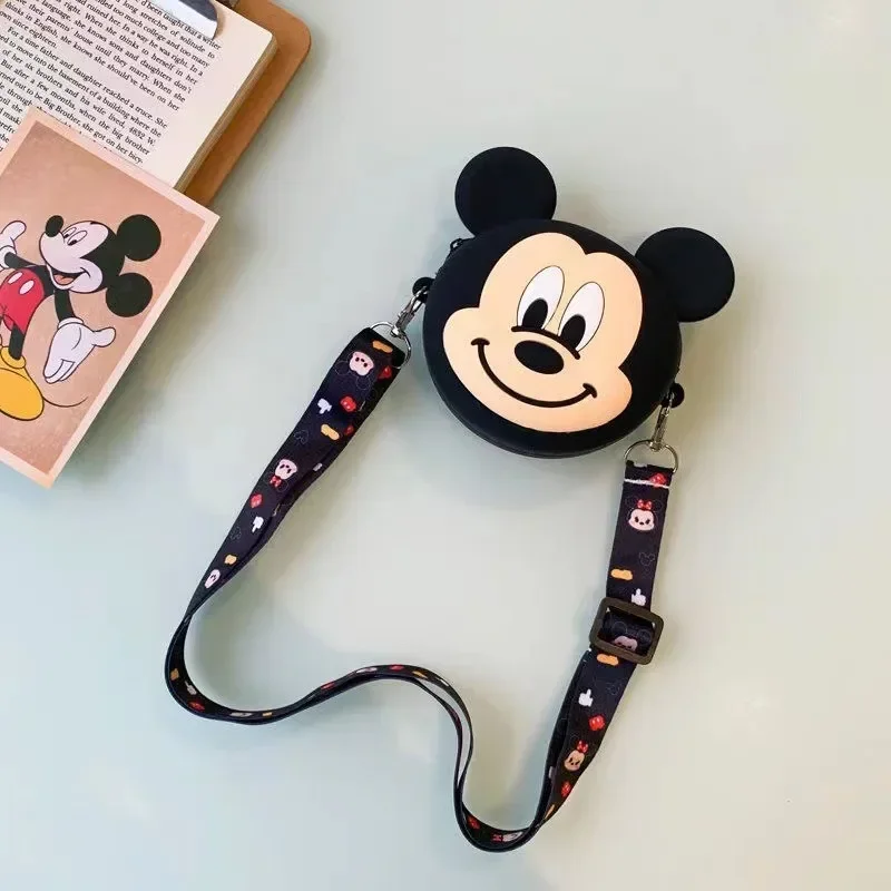 Disney Kawaii Shoulder Bag Mickey Mouse Minnie Cartoon Figure Mini Coin Purse Silica Gel Shoulder Bag Girls Birthday Gifts 2024