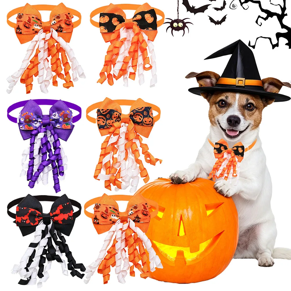 100/50PCS Handmade Puppy Bows For Halloween Party Adjustable Dog Bow Ties Fashion Pet Neck Ties Grooming Accessories For Dogs