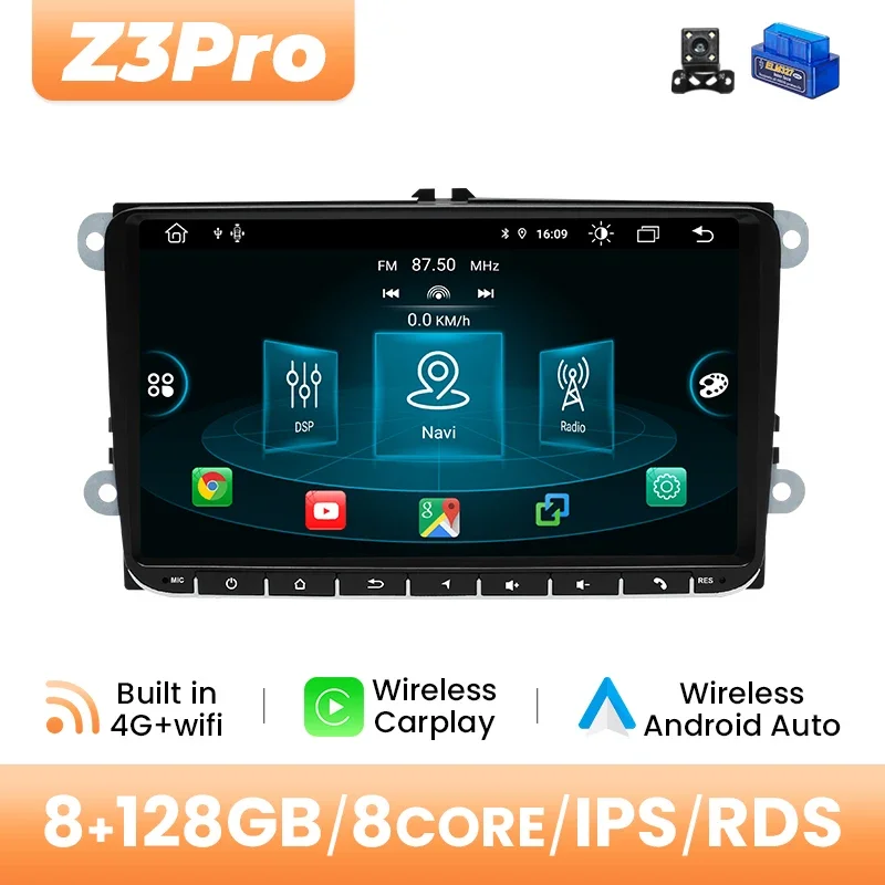 Draadloze Carplay Android Auto Autoradio Voor Volkswagen VW Passat B6 B7 CC Tiguan Touran GOLF POLO Multimedia GPS 2Din Autoradio