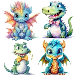 T774#Cute Baby Dragon Wall Sticker Kids Room Background Home Decoration Mural Living Room Wallpaper Funny Decal