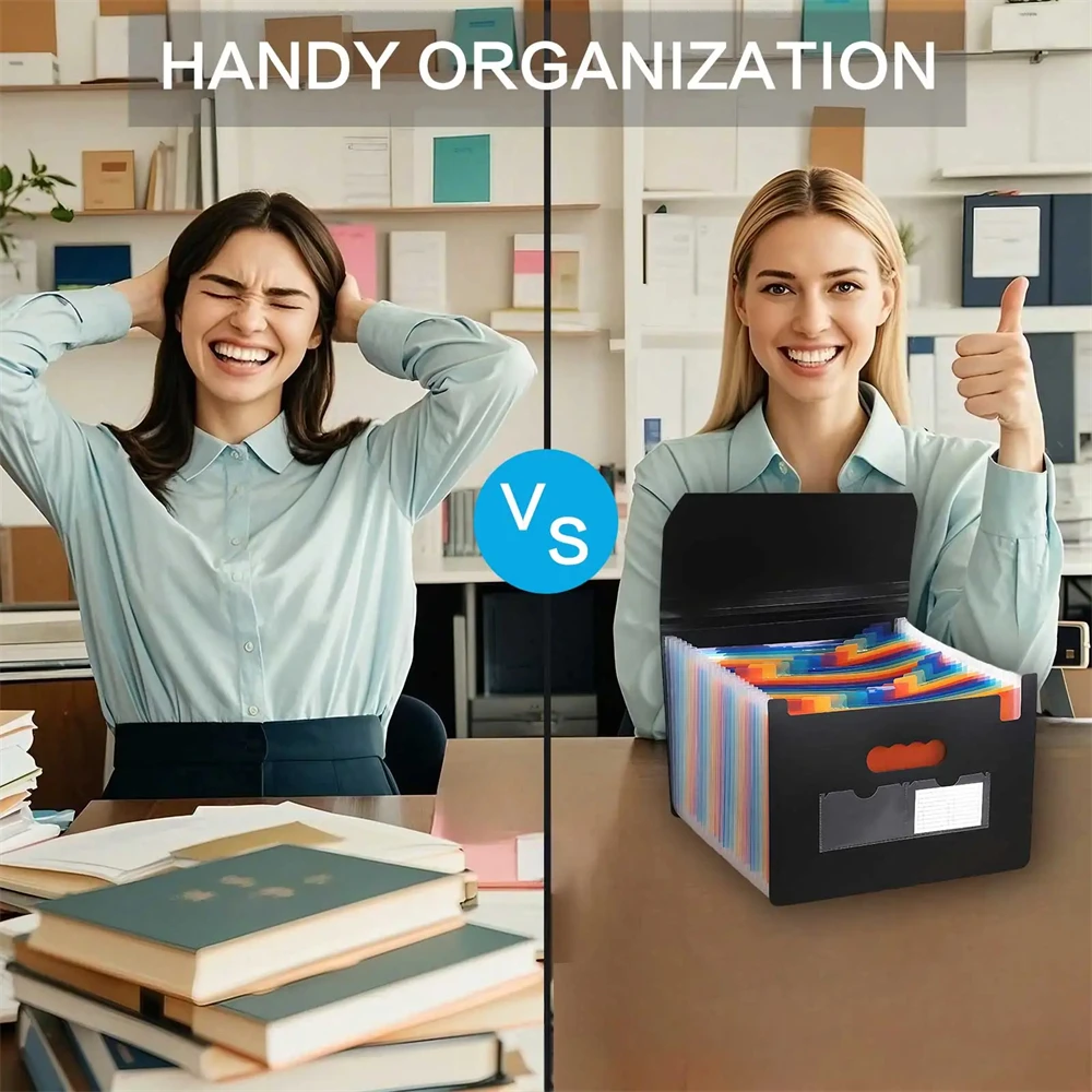 Accordion File Organizer 13 Grid Sealed Flap Folder with  Waterproof Office/Home Document Storage Multi-Pocket A4 Folder