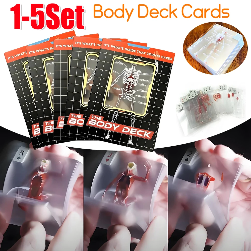 The Body Deck Mannequin Body Deck Skeleton Playing Cards Transparent Anatomy Poker Cards Skeletons X-Ray Designs Educational